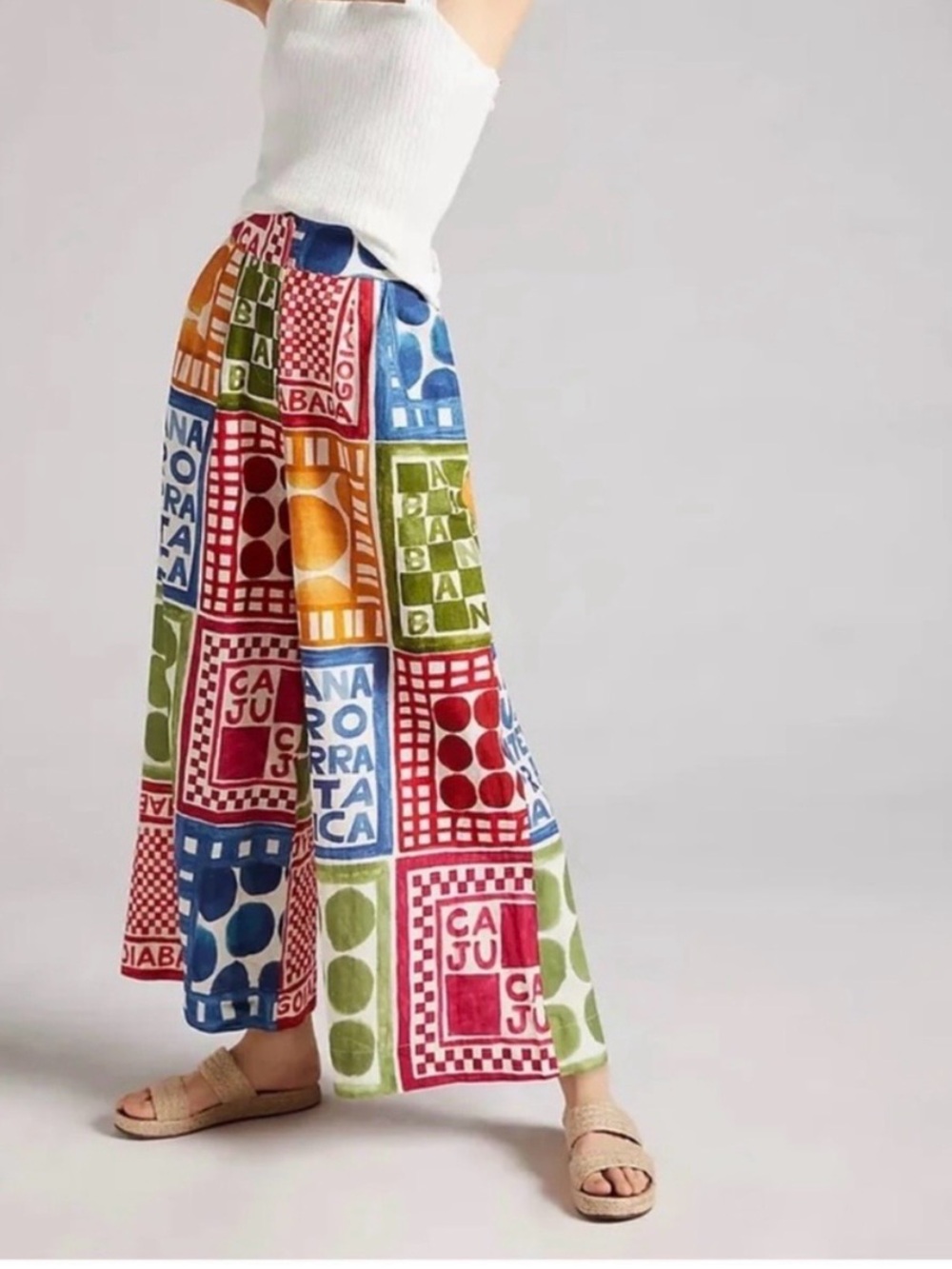 Farm Rio Wide Leg Multicolor Print Pant